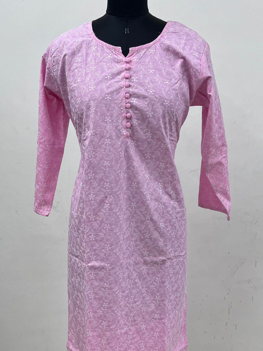 Size –L-All Over Handembroidered Cotton Kurti -11136