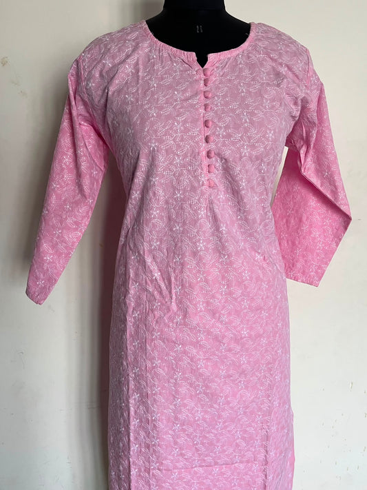 Size –L-All Over Handembroidered Cotton Kurti -11136