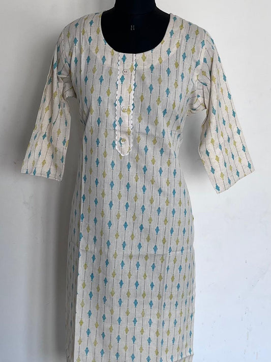 SIZE M - Printed Cotton Kurti-123