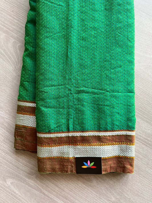 Blended Resham By Cotton Khun Saree With Contrast Border-13138-13139