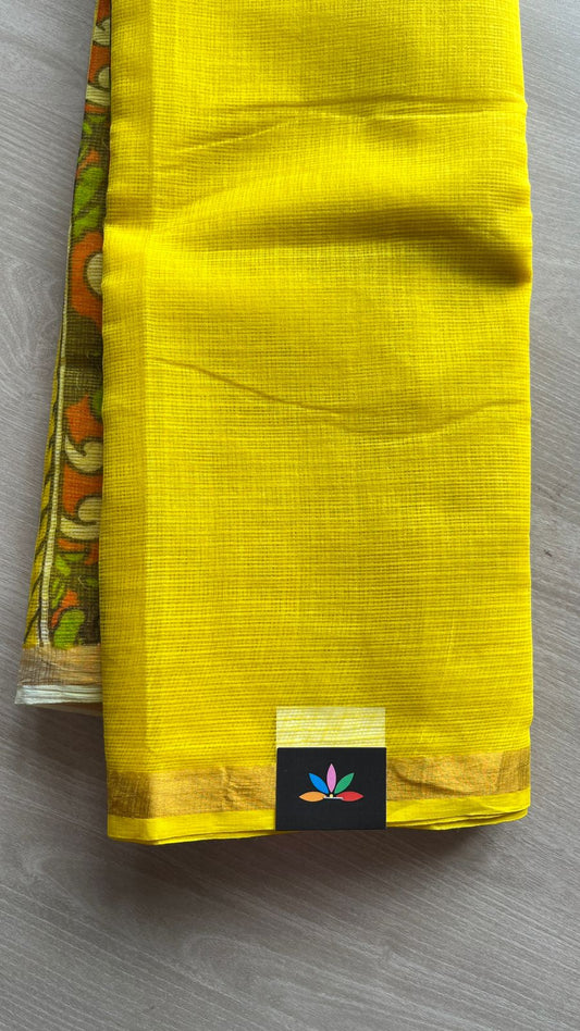 Kalamkari Pallu and Blouse Kota Cotton Saree -26162