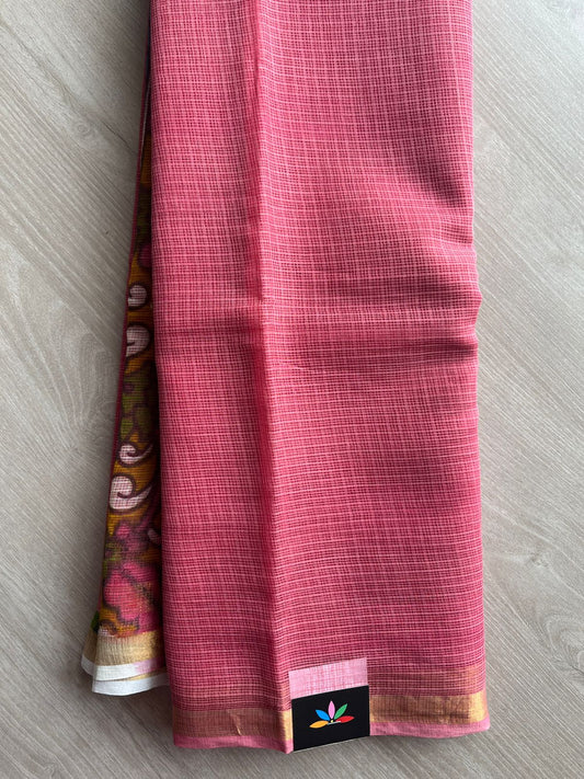 Kalamkari Pallu and Blouse Kota Cotton Saree -28583