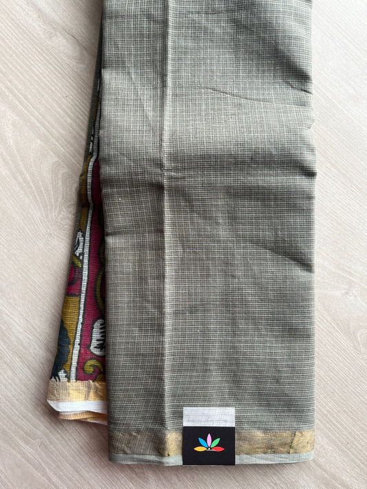 Kalamkari Pallu and Blouse Kota Cotton Saree -28584