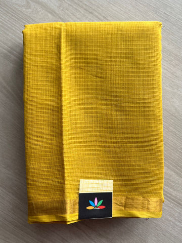 Mustard Yellow Kalamkari Pallu and Blouse Kota Cotton Saree -28587