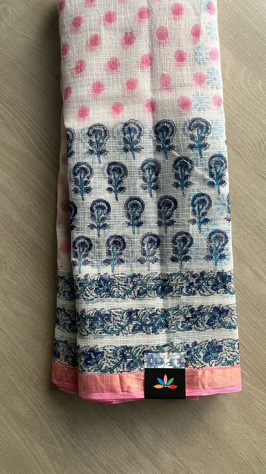 Handblock Printed Kota Doria Saree -25221-25222