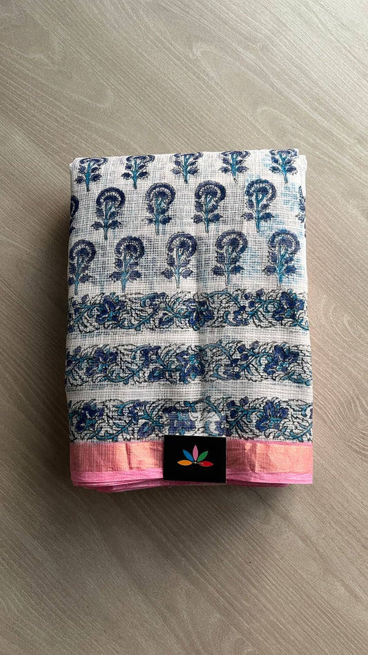 Handblock Printed Kota Doria Saree -25221-25222