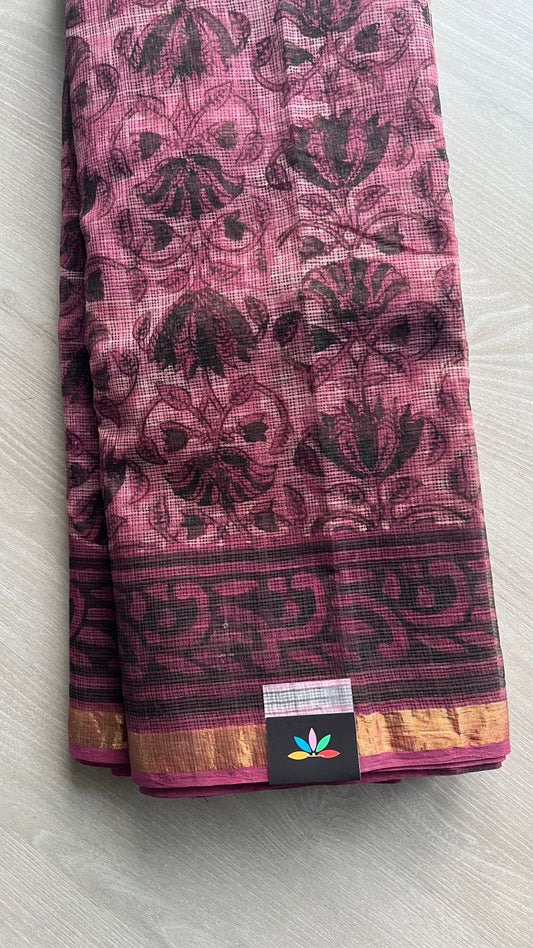 Handblock Printed Kota Doria Saree -25225-25226