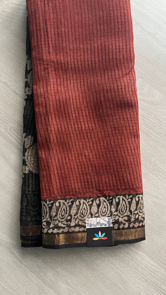 Handblock Printed Kota Doria Saree -25231-25232