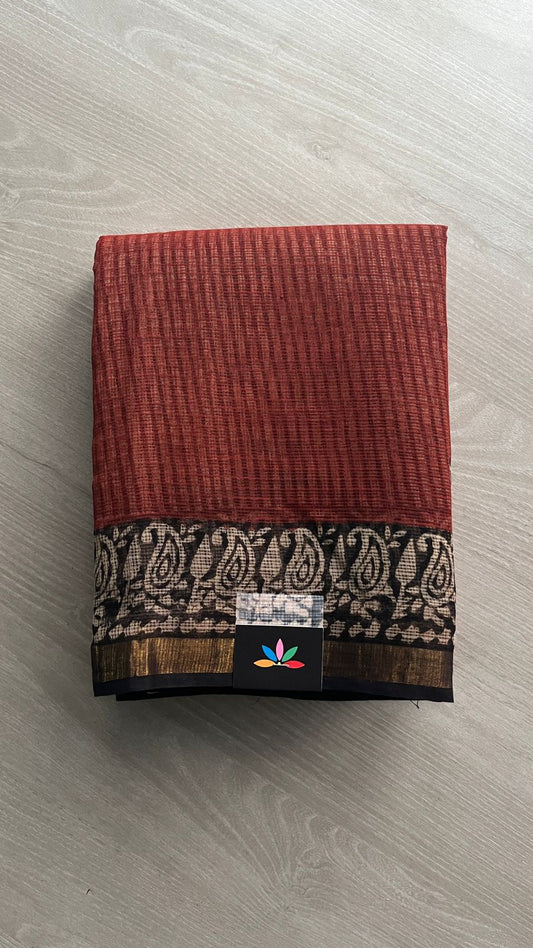 Handblock Printed Kota Doria Saree -25231-25232