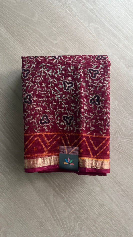 Handblock Printed Kota Doria Saree -25233-25234