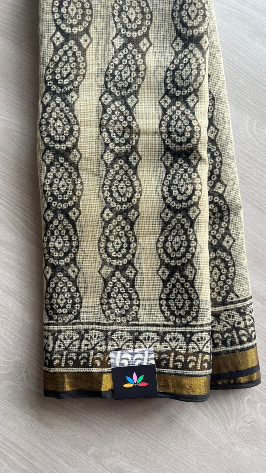 Handblock Printed Kota Doria Saree -25237-25238