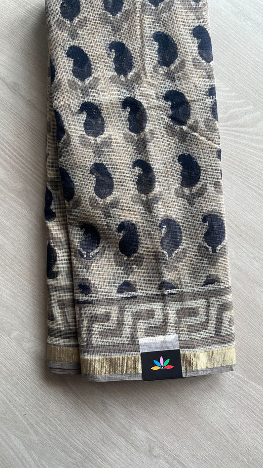 Handblock Printed Kota Doria Saree -25249-25250