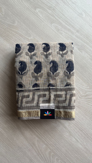 Handblock Printed Kota Doria Saree -25249-25250