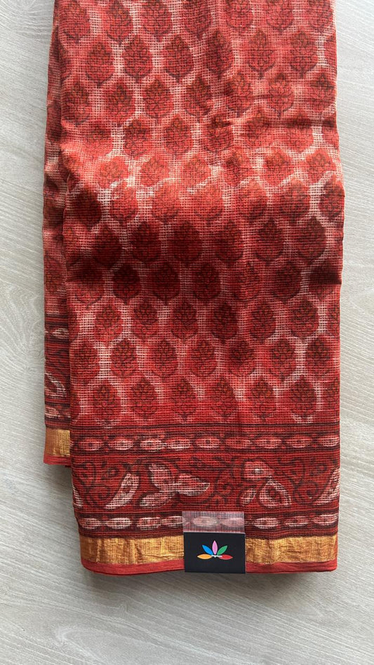 Handblock Printed Kota Doria Saree -25275-25276