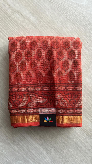 Handblock Printed Kota Doria Saree -25275-25276