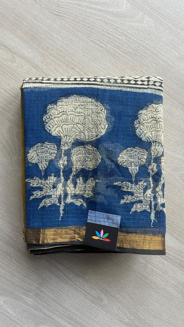 Handblock Printed Kota Doria Saree -25279-25280