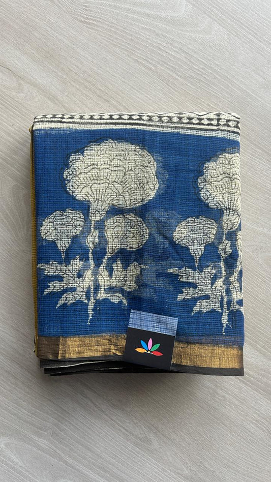 Handblock Printed Kota Doria Saree -25279-25280