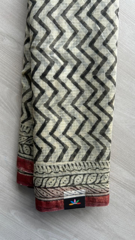 Handblock Printed Kota Doria Saree -25281-25282