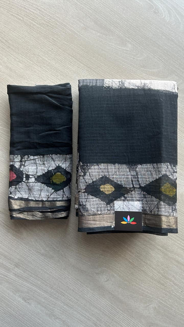 Handblock Printed Kota Doria Saree -25283-25284