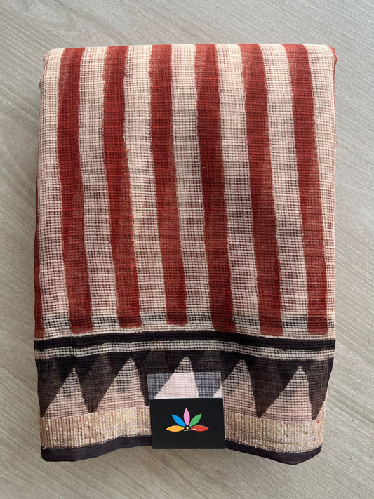 Handblock Printed Kota Doria Saree - 29120