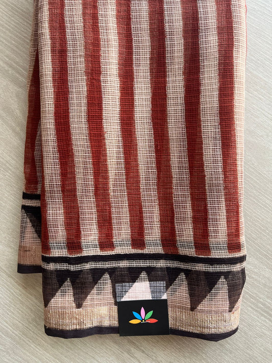 Handblock Printed Kota Doria Saree - 29120