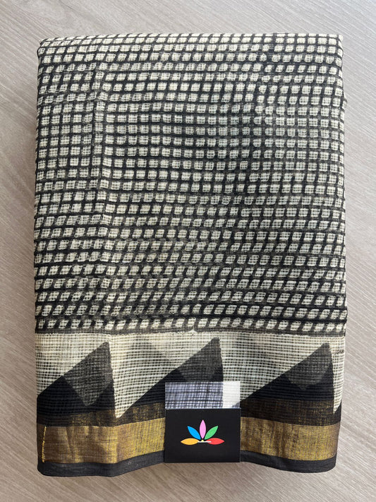 Handblock Printed Kota Doria Saree - 29121