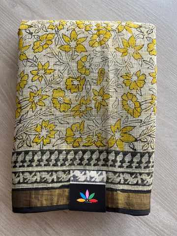 Handblock Printed Kota Doria Saree - 29122