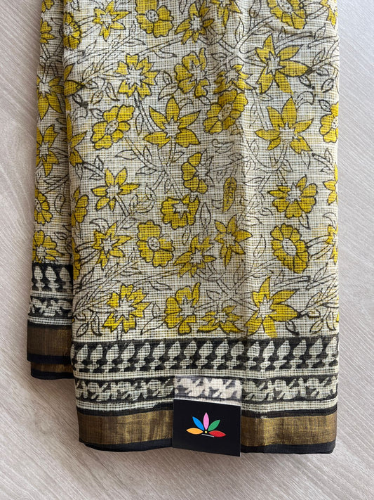Handblock Printed Kota Doria Saree - 29122