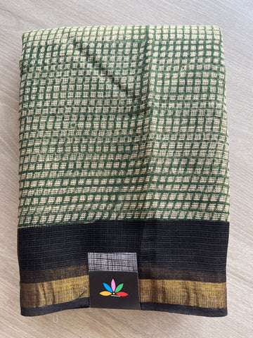 Handblock Printed Kota Doria Saree - 29124