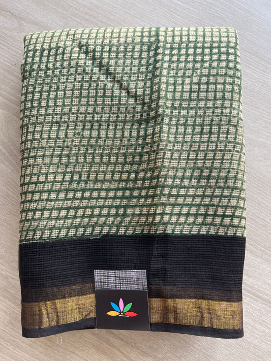 Handblock Printed Kota Doria Saree - 29124