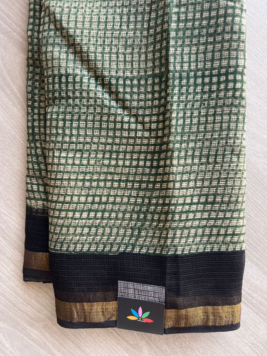 Handblock Printed Kota Doria Saree - 29124