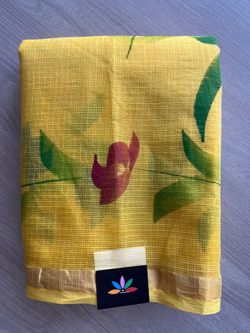 Handbrush Printed Kota Doria Saree - 29125