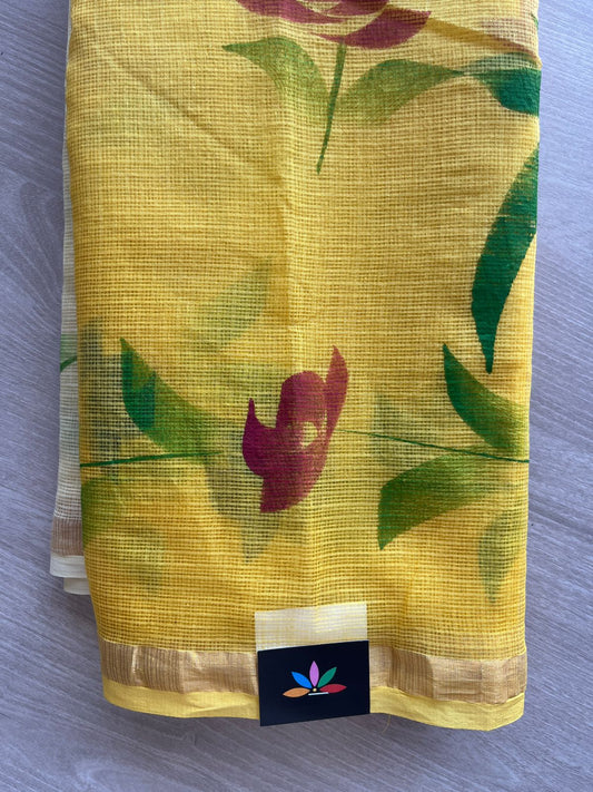 Handbrush Printed Kota Doria Saree - 29125