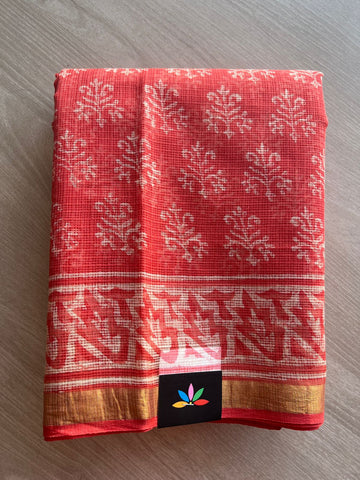 Handblock Printed Kota Doria Saree - 29126