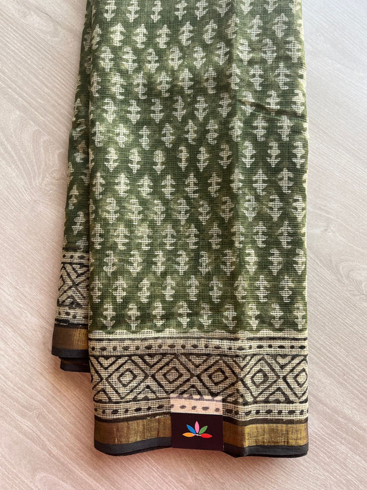 Handblock Printed Kota Doria Saree - 29127