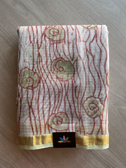 Handblock Printed Kota Doria Saree - 29128
