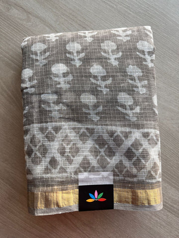 Handblock Printed Kota Doria Saree - 29129