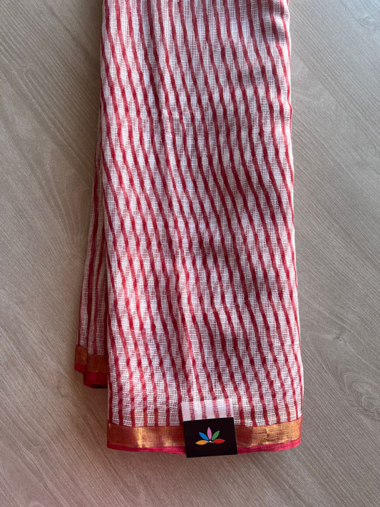 Handblock Printed Kota Doria Saree - 29130