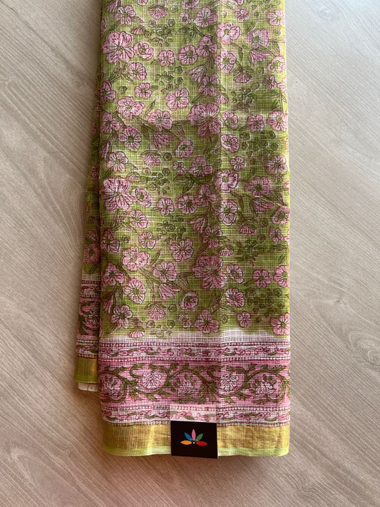 Handblock Printed Kota Doria Saree - 29131