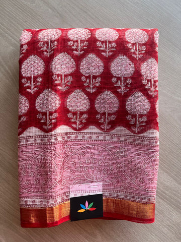 Handblock Printed Kota Doria Saree - 29133