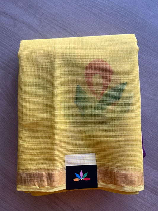 Handbrush Printed Kota Doria Saree - 29134