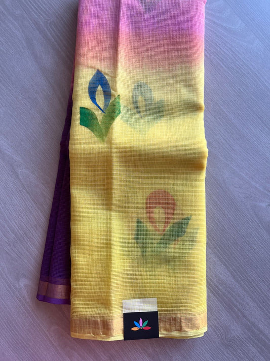 Handbrush Printed Kota Doria Saree - 29134