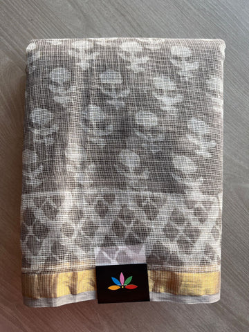 Handblock Printed Kota Doria Saree - 29135