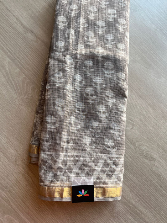 Handblock Printed Kota Doria Saree - 29135