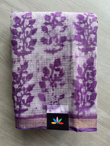 Handblock Printed Kota Doria Saree - 32592