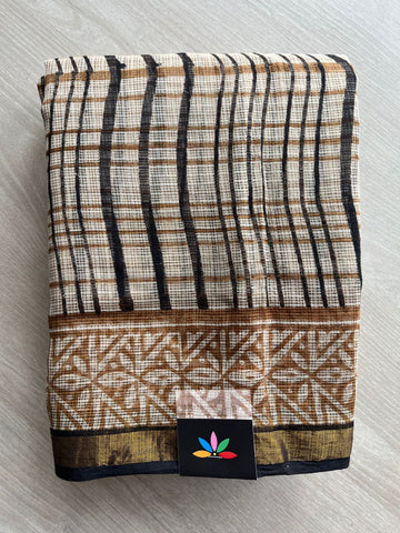 Handblock Printed Kota Doria Saree - 32595