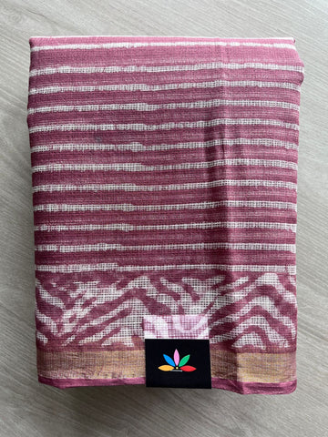 Handblock Printed Kota Doria Saree - 32601