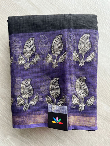 Handblock Printed Kota Doria Saree - 32603