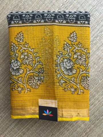 Handblock Printed Kota Doria Saree - 32605