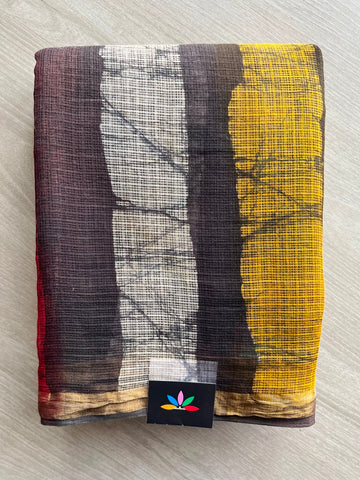 Multi Color Handblock Printed Kota Doria Saree - 32607